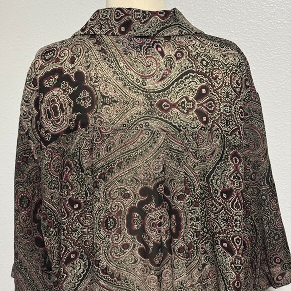A Personal Touch Vintage Style Paisley Button Front Blouse 3X Made in USA - Picture 5 of 11